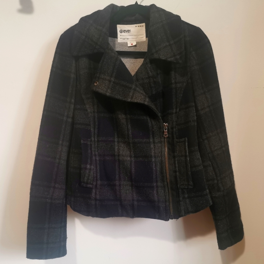 Ever Gray and Black Cropped Wool Coat Size M